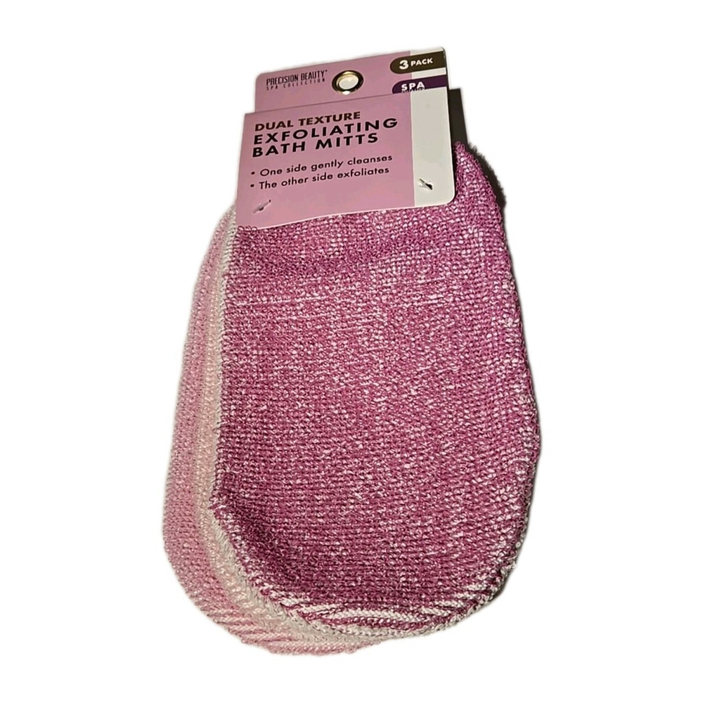 Precision Beauty Spa Collection Dual Texture Exfoliating Bath Mitts 3 Pack (169)
